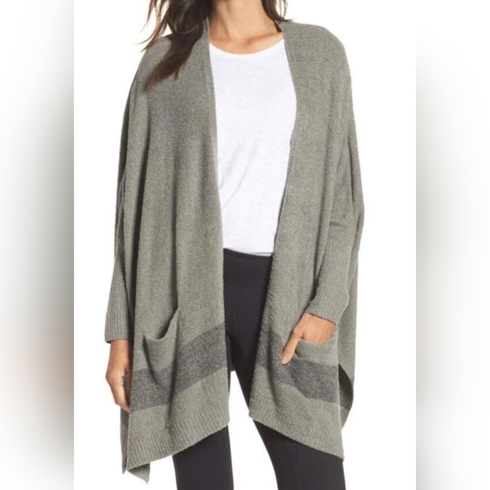 Barefoot Dreams Women Cliffside Dolman Sleeve Cardigan One Size Gray Open Front - Picture 1 of 16